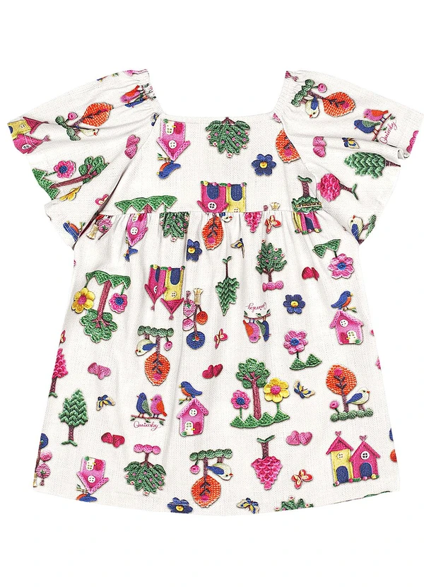 Quimby - Vestido para Bebê em Cotton Branco 3