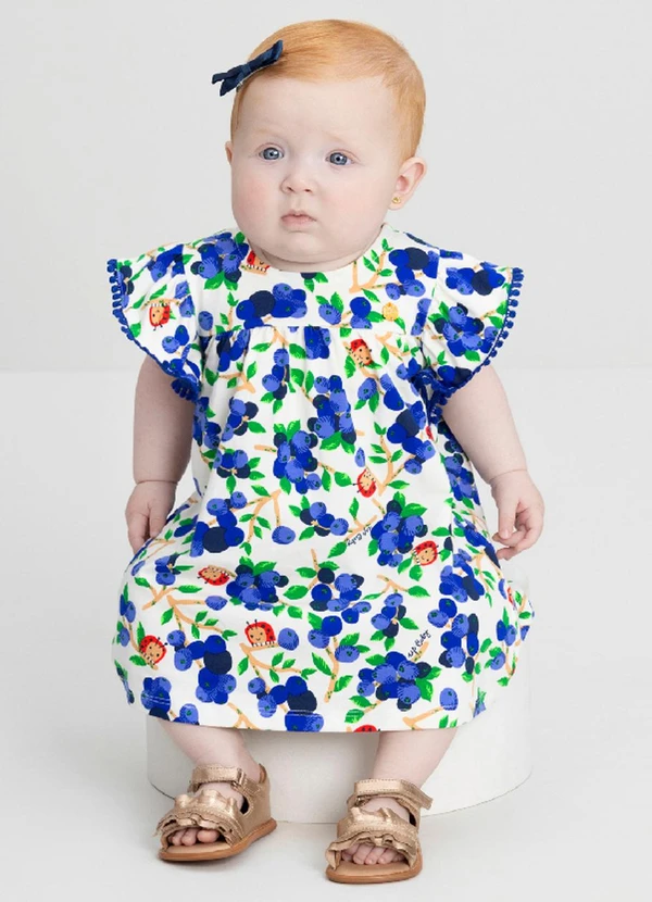 Up Baby - Vestido para Bebê em Cotton Up Baby Azul