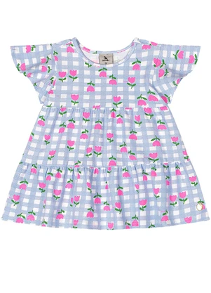Quimby - Vestido para Bebê em Cotton Xadrez Azul - QUIMBY