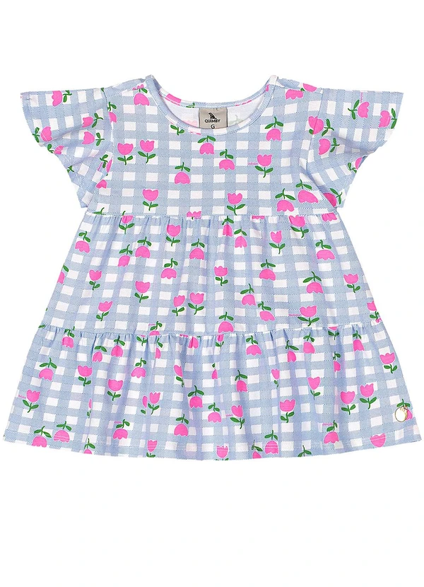 Quimby - Vestido para Bebê em Cotton Xadrez Quimby Azul 2