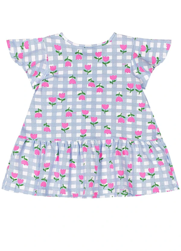Quimby - Vestido para Bebê em Cotton Xadrez Quimby Azul 3