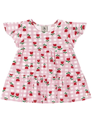 Quimby - Vestido para Bebê em Cotton Xadrez Rosa - QUIMBY