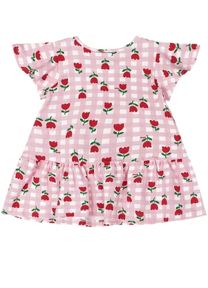 Quimby - Vestido para Bebê em Cotton Xadrez Rosa - QUIMBY
