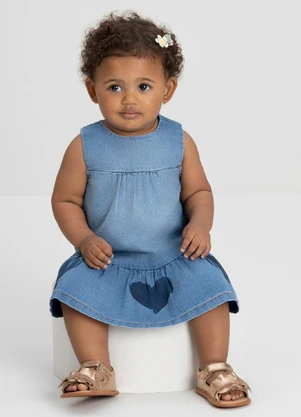 Vestido para Bebê em Jeans Up Baby Azul - UP BABY