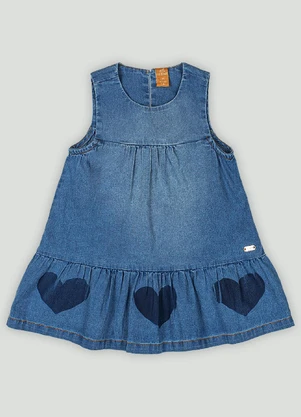 Vestido para Bebê em Jeans Up Baby Azul - UP BABY