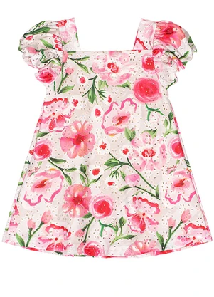 Quimby - Vestido para Bebê em Laise Estampado Bege - QUIMBY