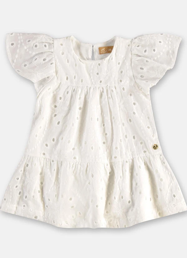 Up Baby - Vestido para Bebê em Laise Branco