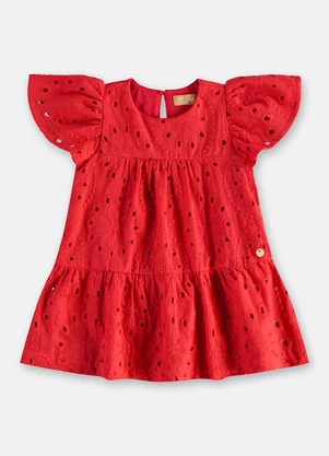 Up Baby - Vestido para Bebê em Laise Vermelho - UP BABY
