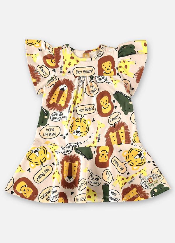 Up Baby - Vestido para Bebê em Meia Malha Bege