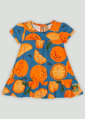 Vestido para Bebê em Meia Malha Up Baby Azul - UP BABY