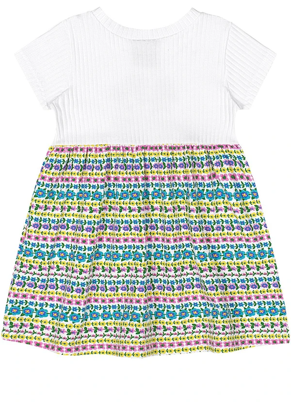 Quimby - Vestido para Bebê Flor Feliz Branco 3