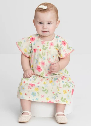 Vestido para Bebê Floral Up Baby Branco - UP BABY