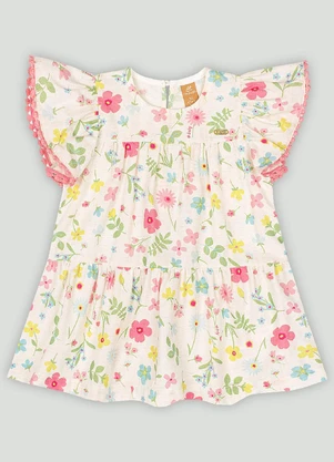 Vestido para Bebê Floral Up Baby Branco - UP BABY