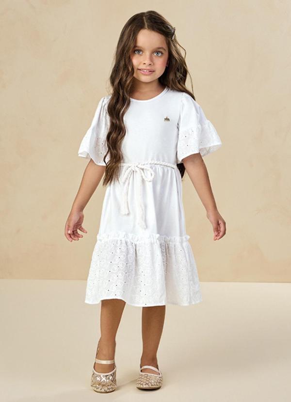 Milli e Nina - Vestido Penteado e Laise Corações Branco 1