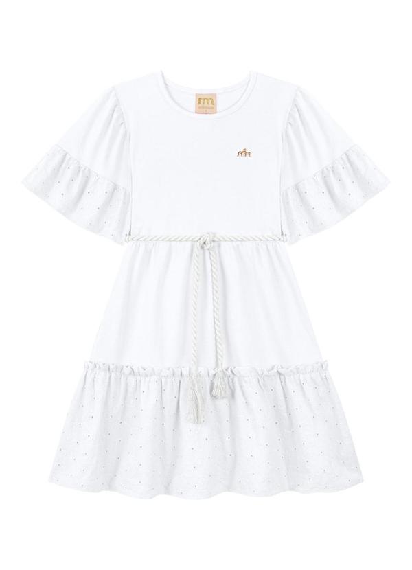 Milli e Nina - Vestido Penteado e Laise Corações Branco 2