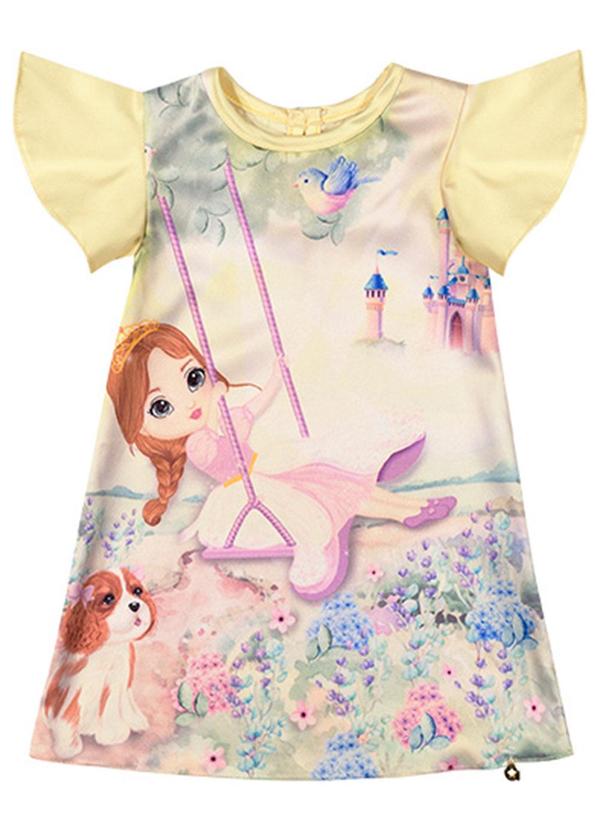 Alenice - Vestido Pequena Sereia Menina Amarelo 1