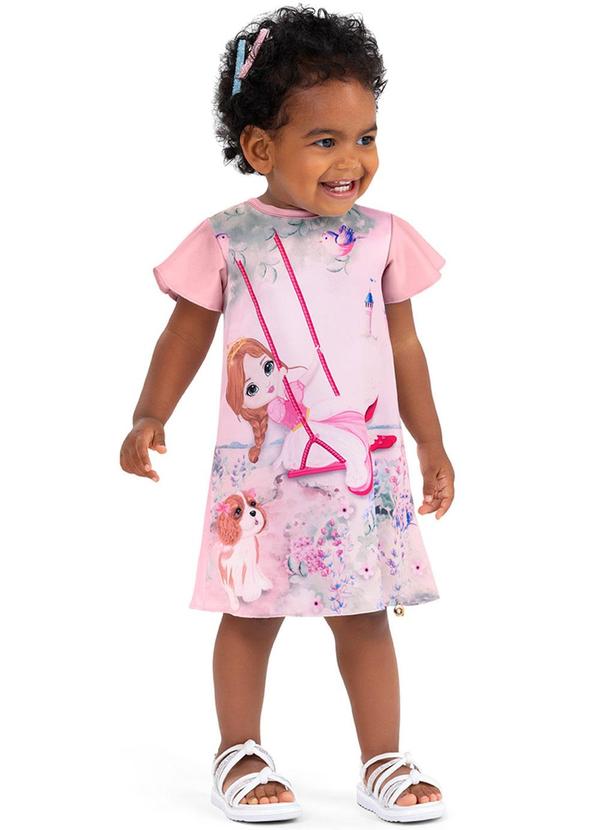 Alenice - Vestido Pequena Sereia Menina Rosa