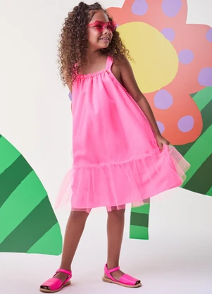 Bimbi - Vestido Pink de Tule Pink - BIMBI