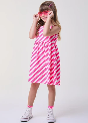Bimbi - Vestido Pink Listrado Rosa - BIMBI