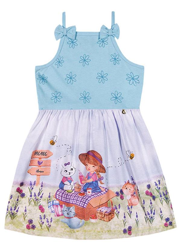 Alenice - Vestido Piquenique no Campo Menina Azul