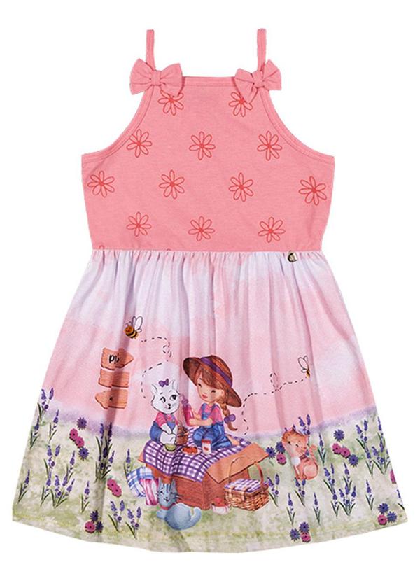 Alenice - Vestido Piquenique no Campo Menina Rosa