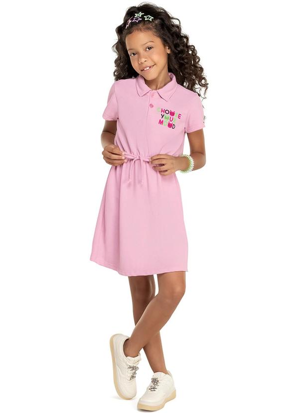 Alenice - Vestido Piquet Menina Rosa