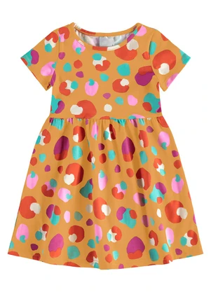 Malwee Kids - Vestido Poá Godê em Cotton Laranja - MALWEE KIDS