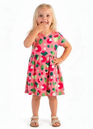 Malwee Kids - Vestido Poá Godê em Cotton Rosa - MALWEE KIDS