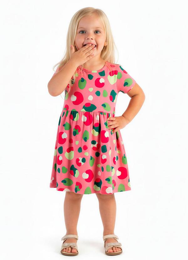 Malwee Kids - Vestido Poá Godê em Cotton Rosa