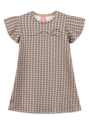 Lilica Ripilica - Vestido Poá Manga Curta Bebê Marrom - LILICA RIPILICA