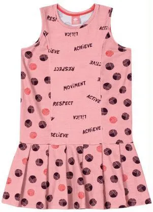 Lilica Ripilica - Vestido Poá Regata Malha Infantil Rosa - LILICA RIPILICA