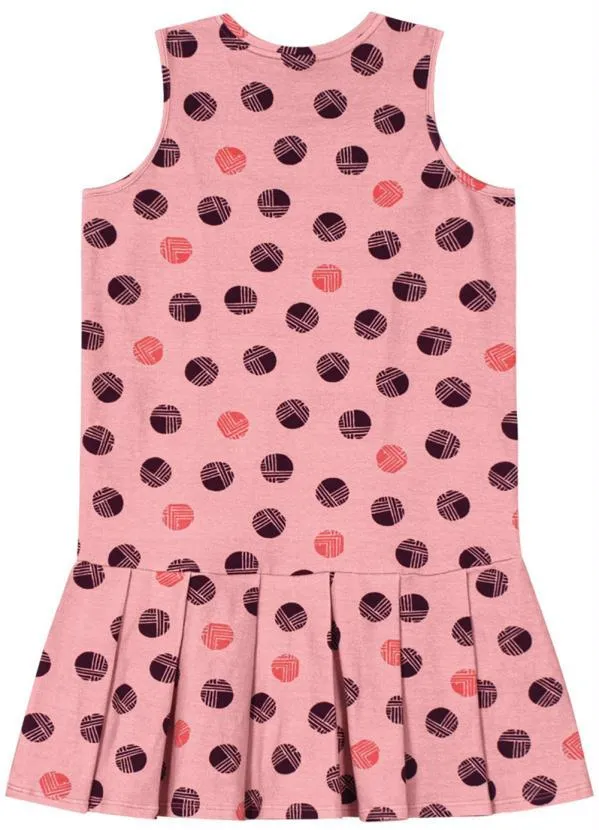 Lilica Ripilica - Vestido Poá Regata Malha Infantil Rosa 2