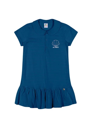 Outlet - Vestido Polo com Detalhe Menina Azul - OUTLET