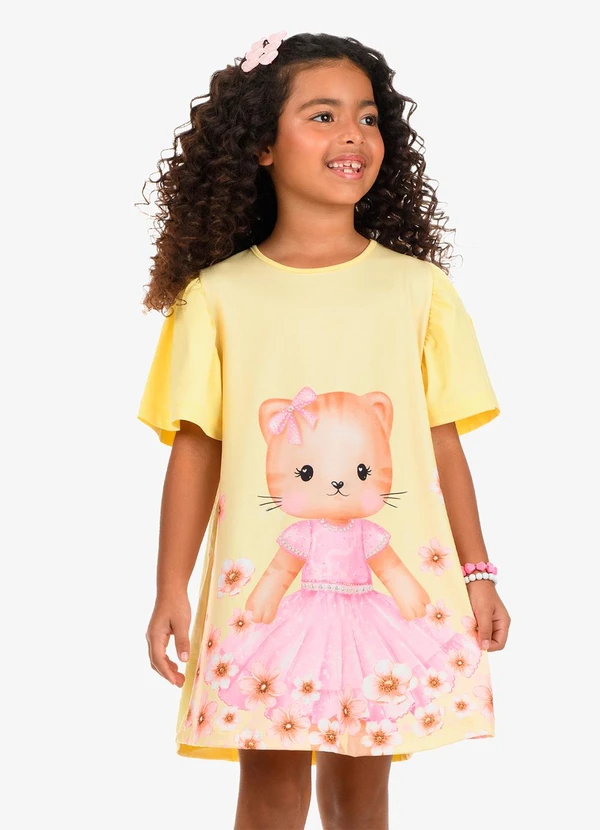 Rovi Kids - Vestido Poly Flex Touch - Meia Malha Amarelo