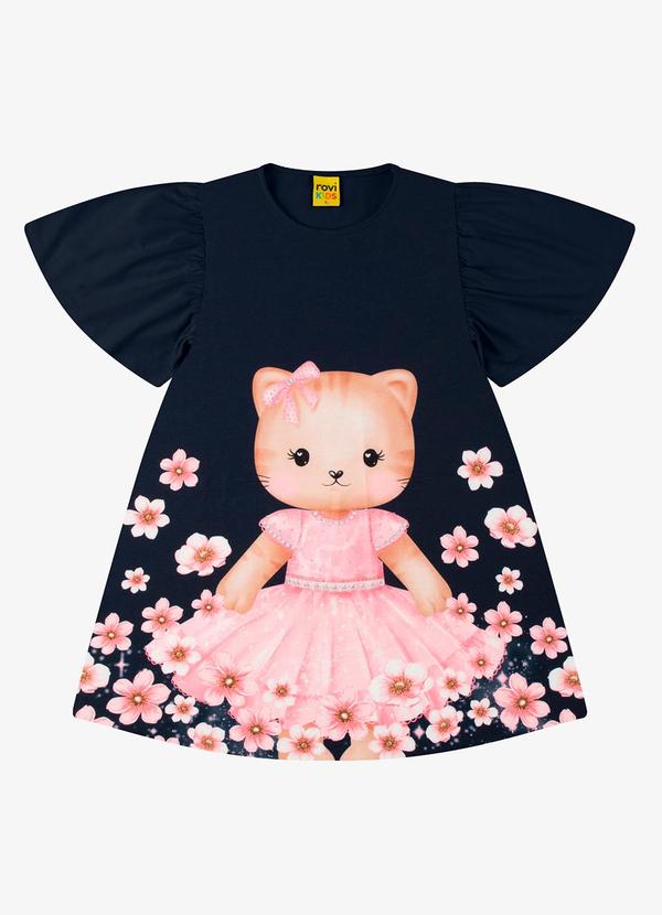 Rovi Kids - Vestido Poly Flex Touch - Meia Malha Azul