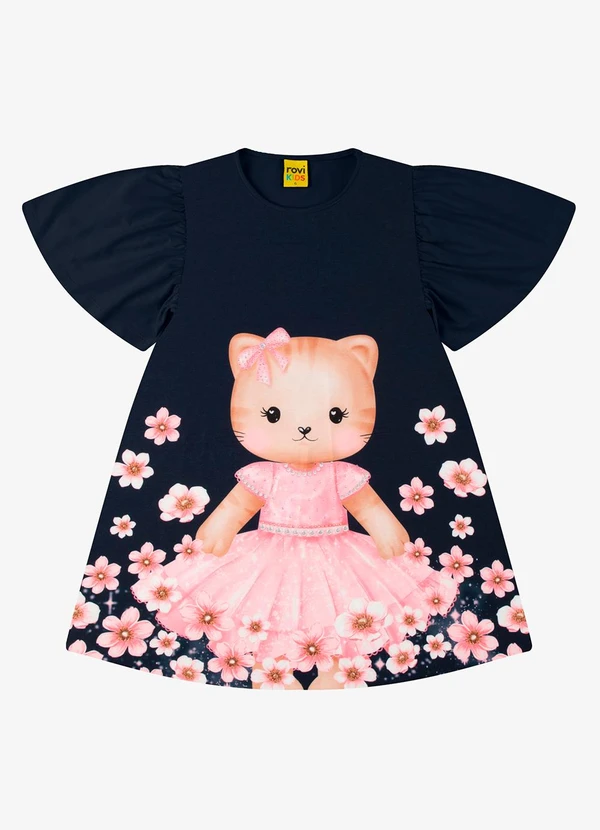 Rovi Kids - Vestido Poly Flex Touch - Meia Malha Azul