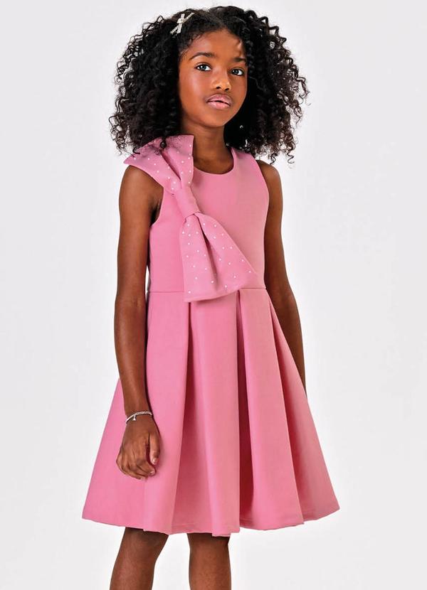 Trick Nick - Vestido Ponto Roma com Laço Rosa