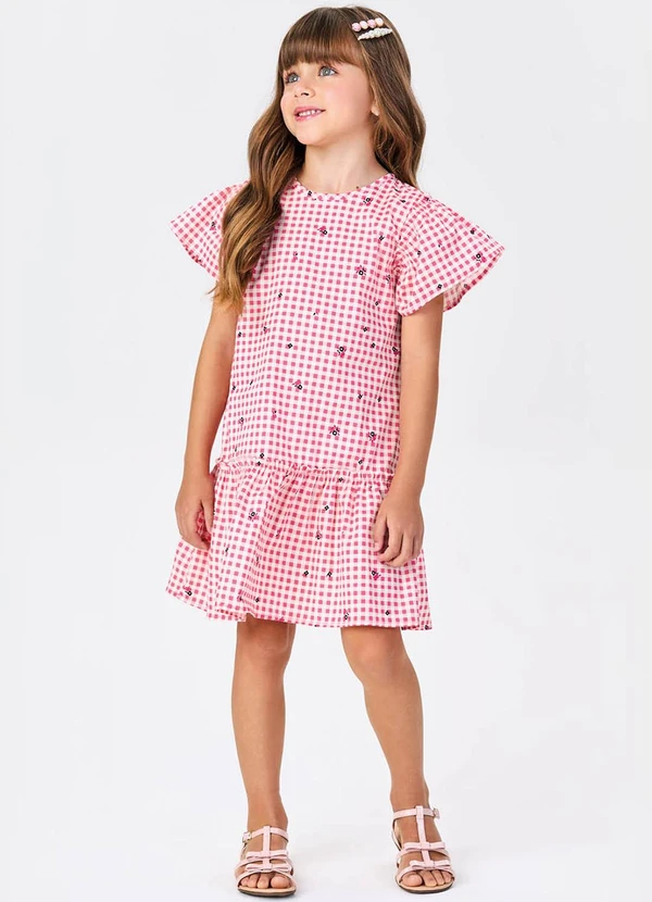 Trick Nick - Vestido Popeline Estampado Rosa 3
