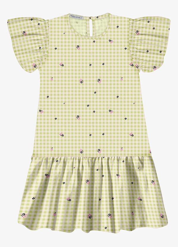 Trick Nick - Vestido Popeline Estampado Verde