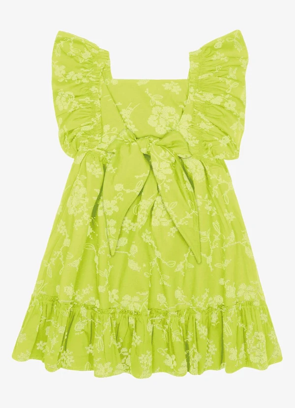Trick Nick - Vestido Popeline Floral Bordado Verde 2