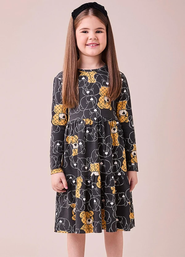 Momi - Vestido Preto com Estampa de Urso Preto 3