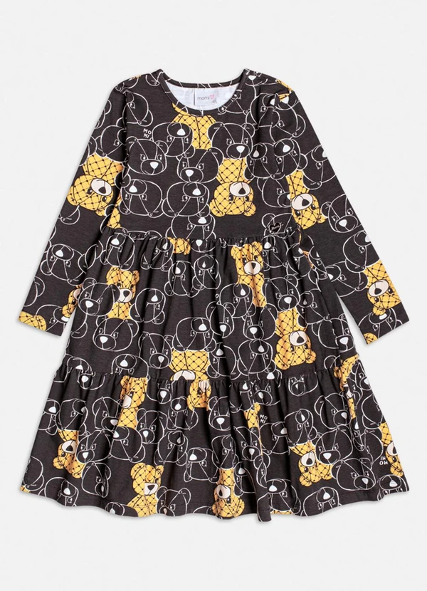 Momi - Vestido Preto com Estampa de Urso Preto 4