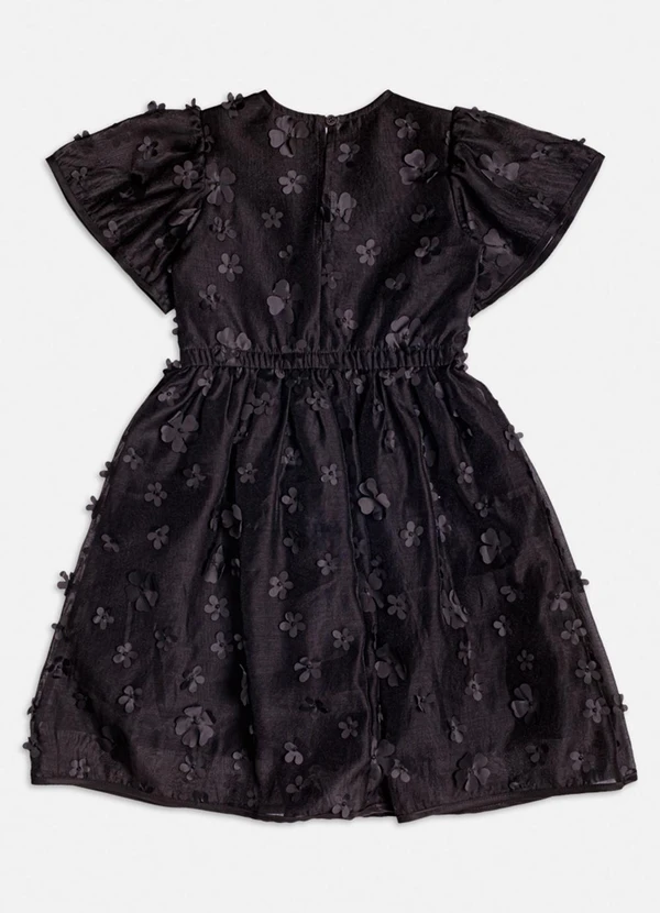 Momi - Vestido Preto com Flores 3d Preto 2