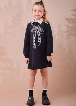 Momi - Vestido Preto com Laço de Paetê Preto - MOMI