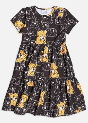 Momi - Vestido Preto de Ursinhos Preto - MOMI