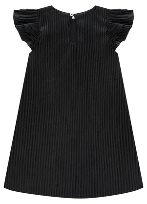 Carinhoso - Vestido Preto Evasê Plissado - CARINHOSO