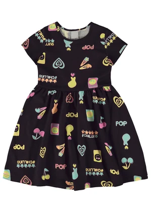 Malwee Kids - Vestido Preto Godê Chilling - MALWEE KIDS