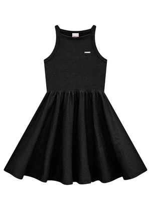 Carinhoso - Vestido Preto Godê com Glitter - CARINHOSO