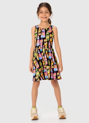 Malwee Kids - Vestido Preto Godê Folhagens - MALWEE KIDS