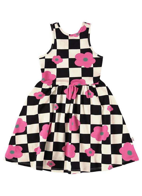 Malwee Kids - Vestido Preto Godê Vichy Floral 2